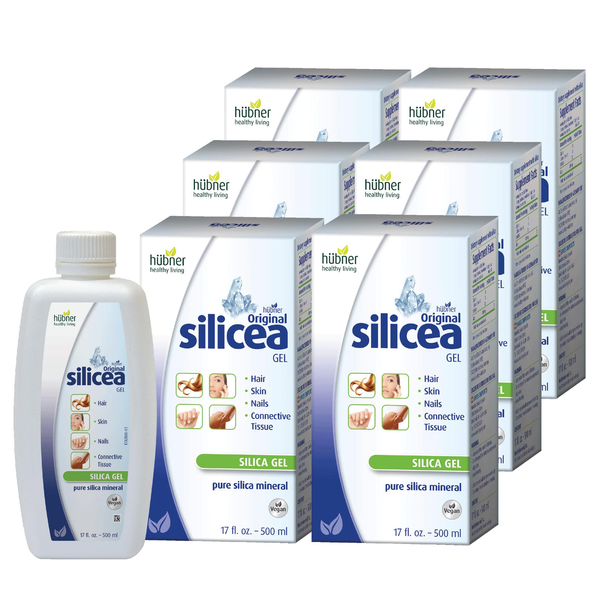 Hubner Silicea Gel bottle with dropper highlights pure silica for hair and skin