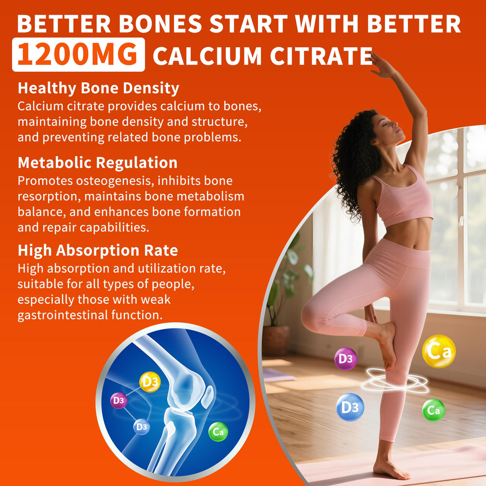 Hudetex calcium citrate 1200mg daily-dose concept for easy calcium intake.