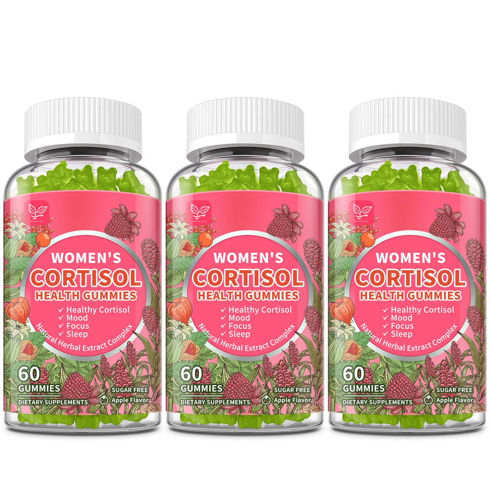 Hudetex Cortisol Gummies for Women in apple flavor bottle for balanced mood support