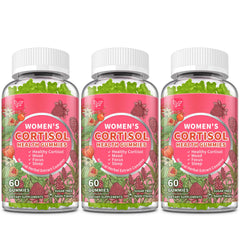 Hudetex Cortisol Gummies for Women in apple flavor bottle for balanced mood support