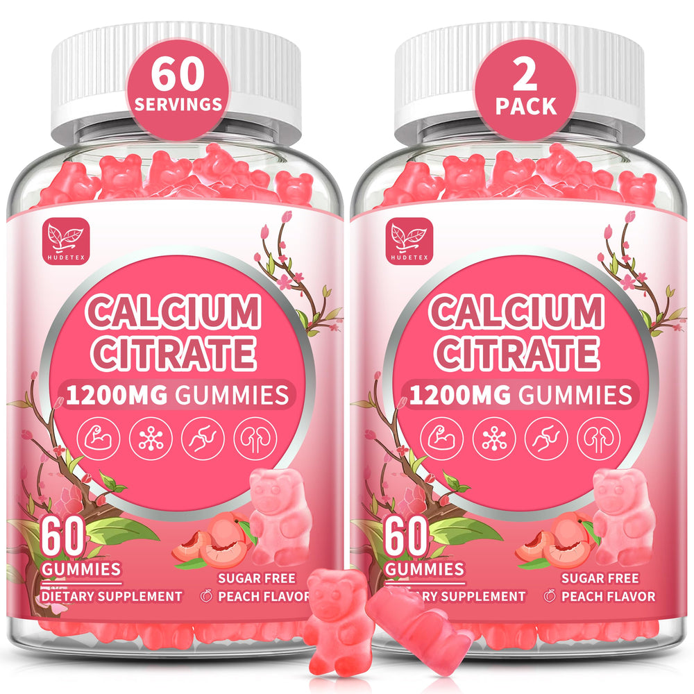 Hudetex calcium citrate gummies bottle demonstrates high absorption for bones.