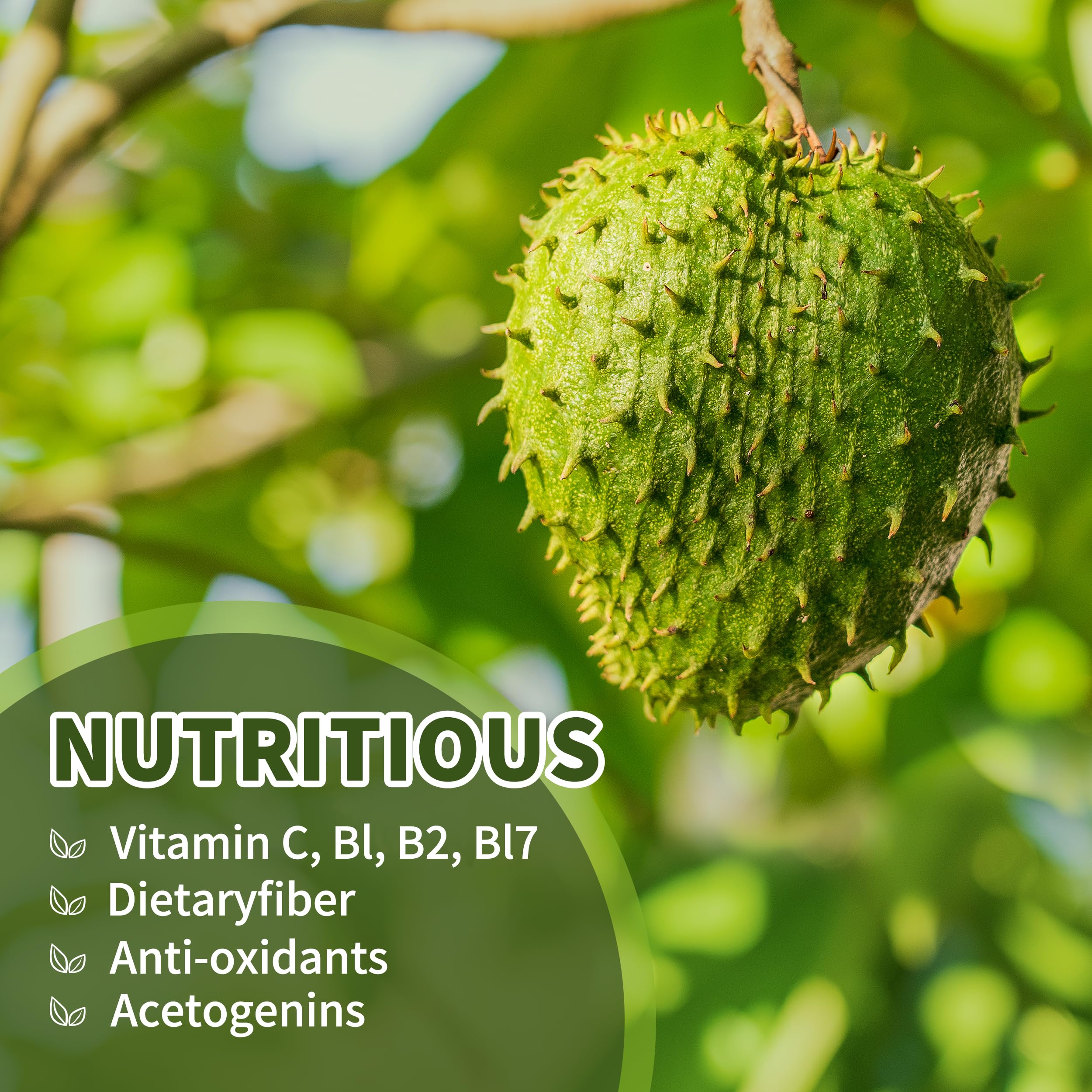 Hudetex Soursop Graviola bottle label with leaf extract details