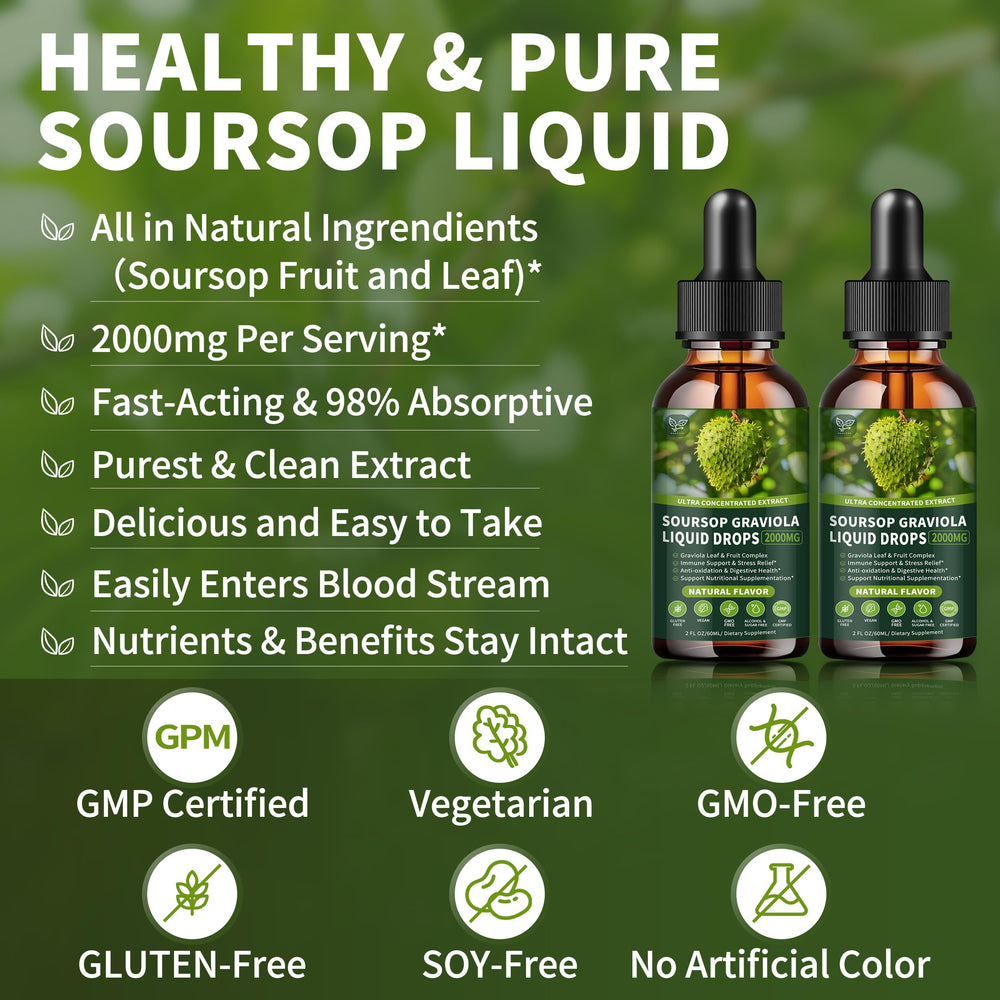 Hudetex Soursop liquid drops label close-up, organic and cold-processed
