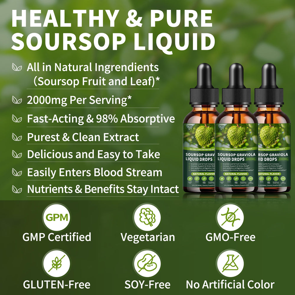 6 oz Hudetex Soursop Liquid Drops bottle label visible