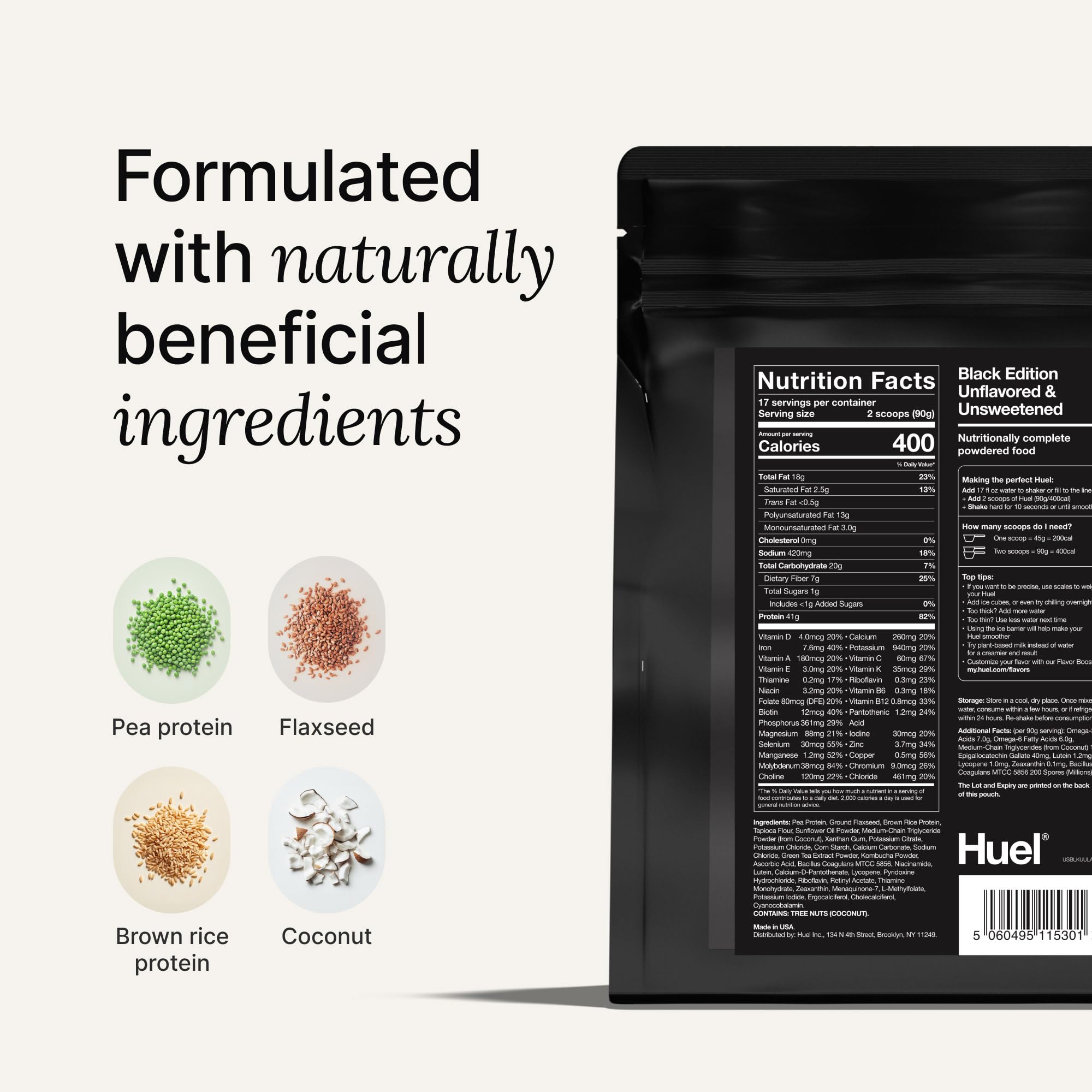 Huel Black Edition measuring scoop demonstrates convenient, precise serving for a protein-packed shake