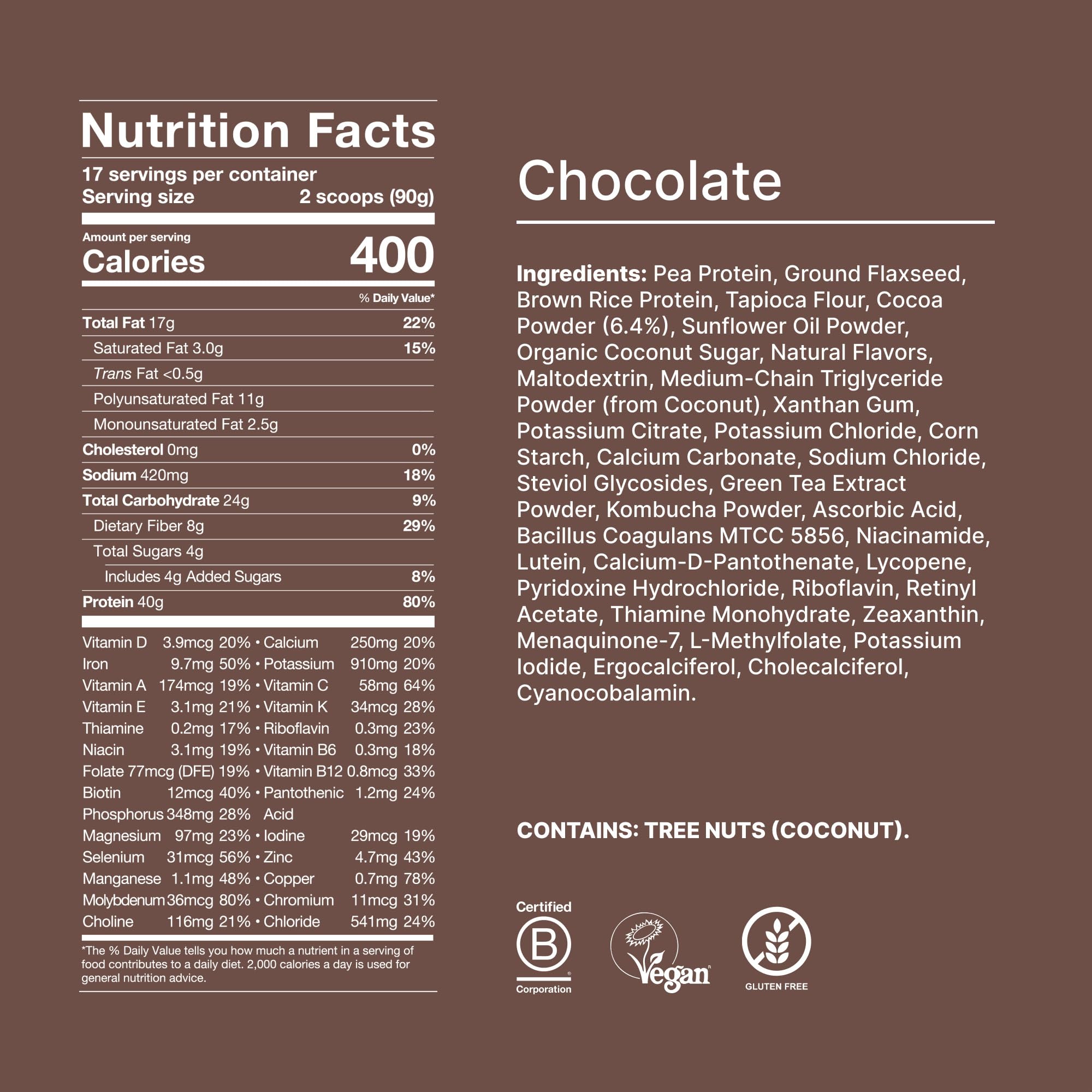 Smoothie prepared with Huel Black Edition chocolate and fruit