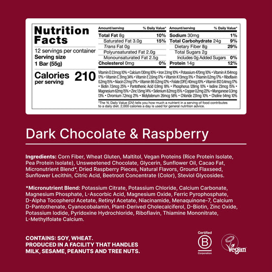 Huel bar packaging with dark chocolate raspberry flavor, convenient daily nutrition.