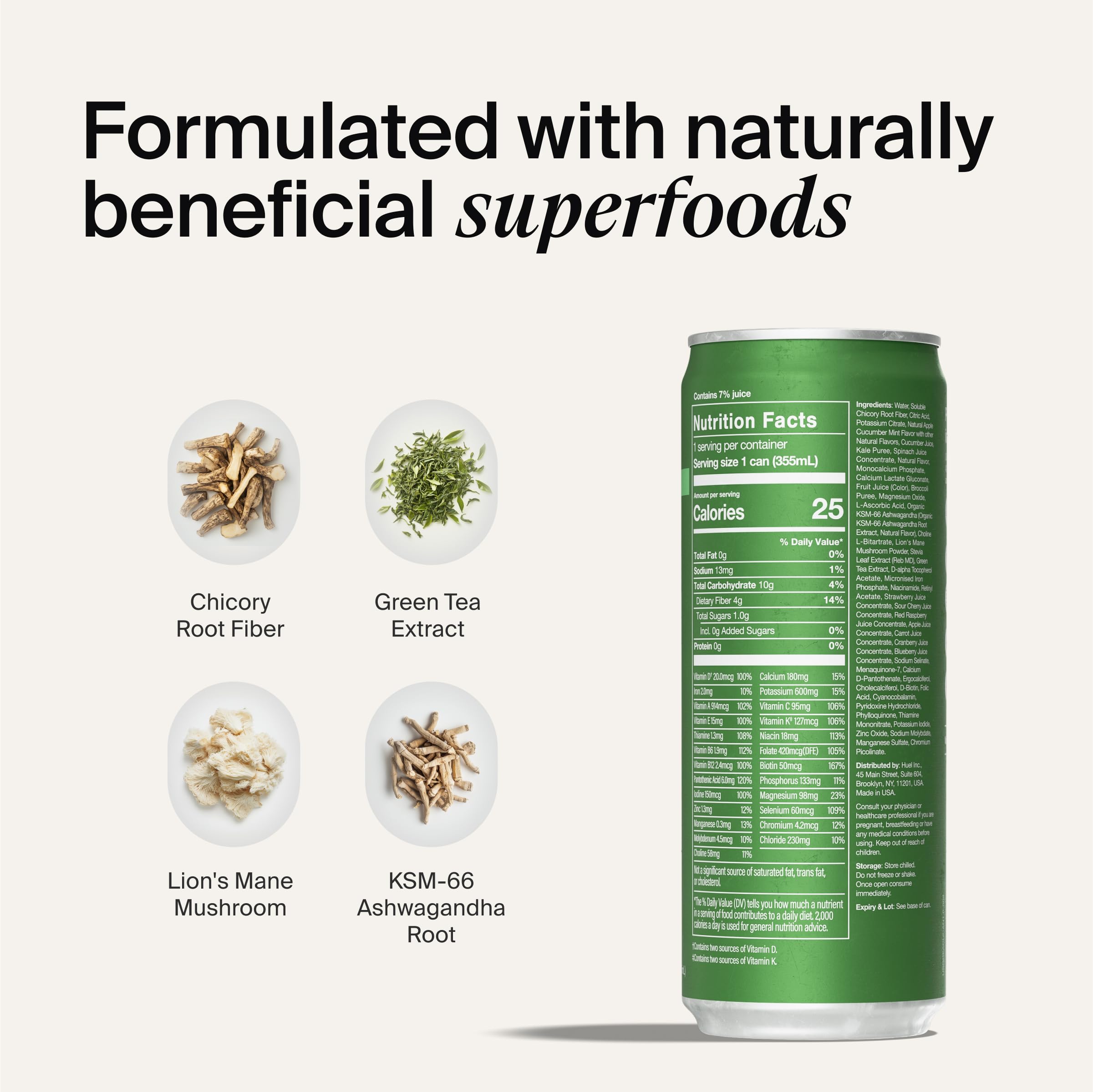 Graphic of Organic Super Greens and Adaptogen blends in Huel Daily Greens
