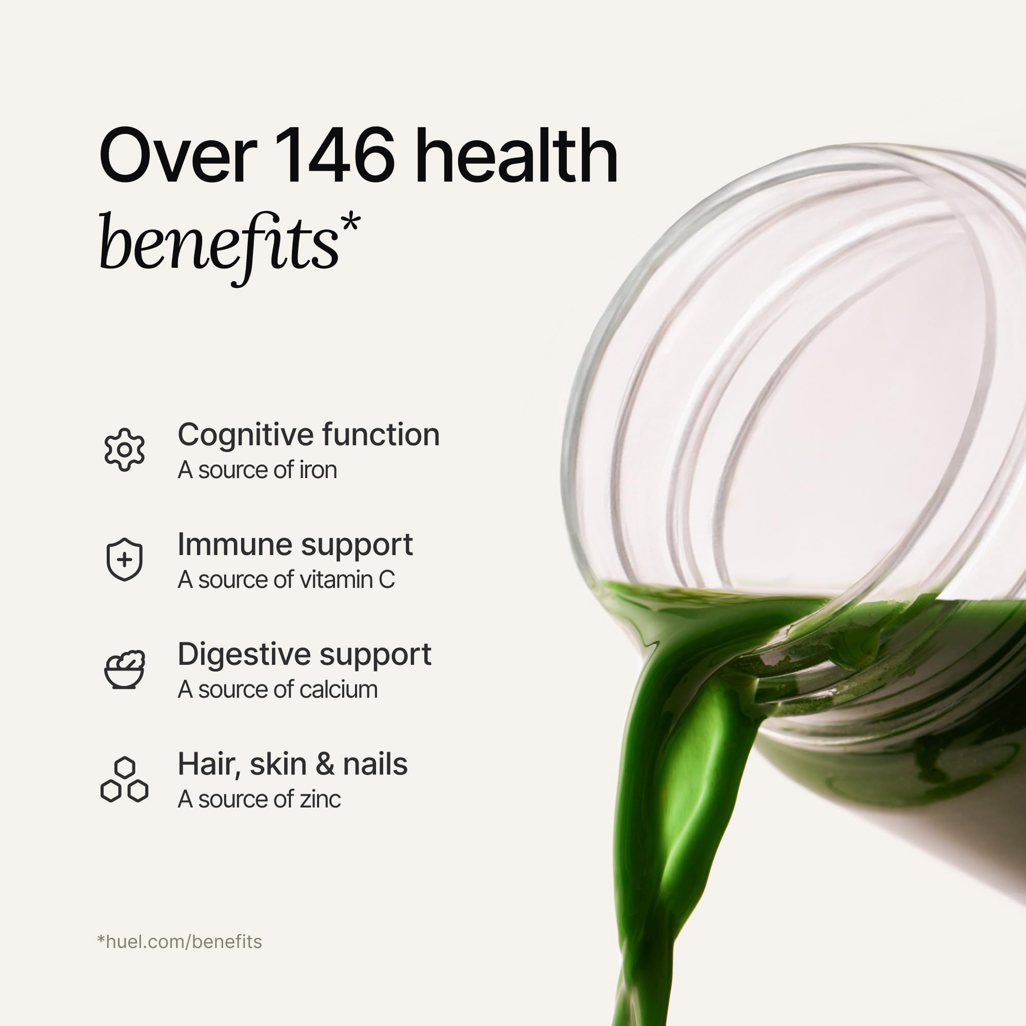 Huel Daily Greens organic-superfruit-blend illustration suggests antioxidant-supporting daily vitality