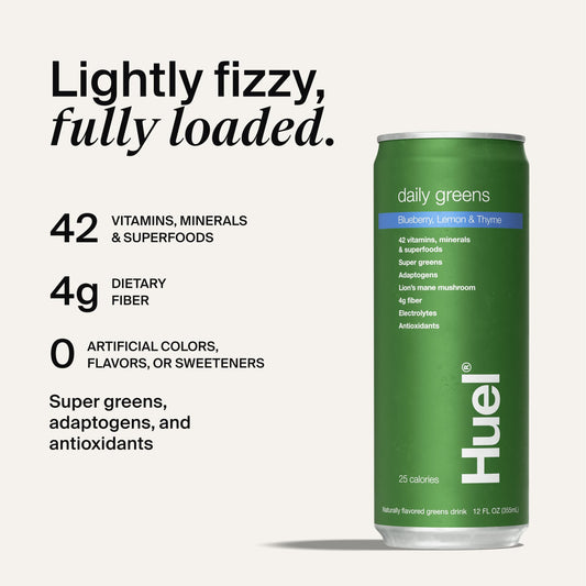 Huel Daily Greens pour into glass for a refreshing greens experience