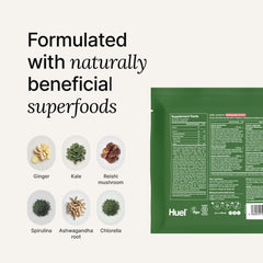 Huel Daily Greens Watermelon packaging sits beside the countertop suggesting daily use