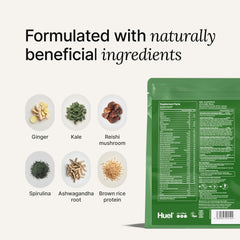 Huel Daily Superblend Chocolate with greens and vitamins for nutrient-dense support.
