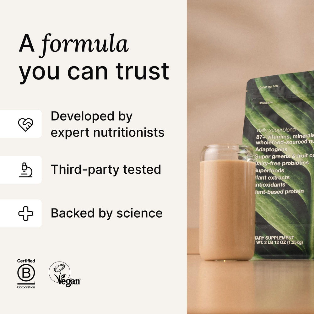 Huel packaging closeup highlighting vegan, gluten-free, non-GMO formula.