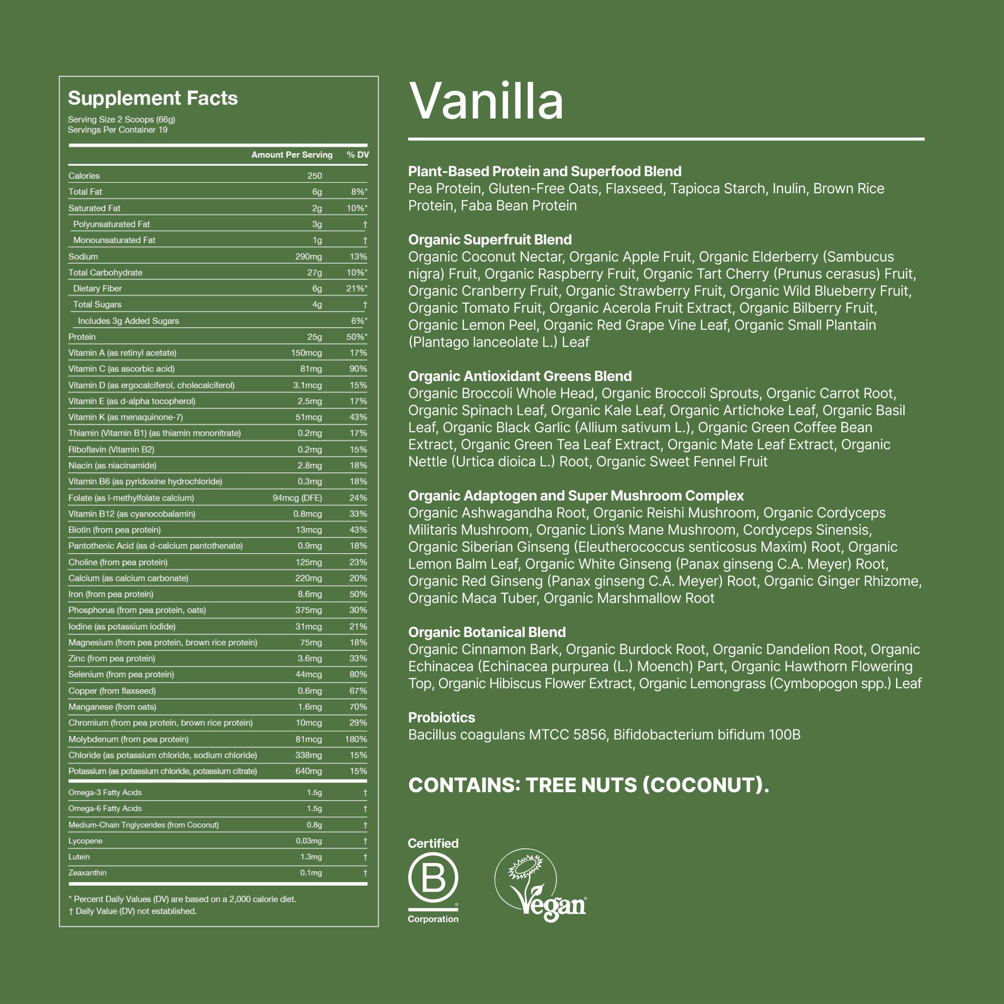 Huel Daily Superblend Vanilla probiotics image showcases gut-friendly cultures.