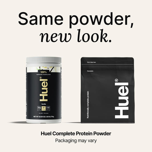 Huel Vanilla protein scoop for quick, convenient shakes.