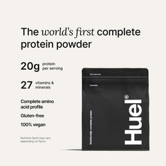 Huel Vegan Protein label highlights 27 vitamins and minerals