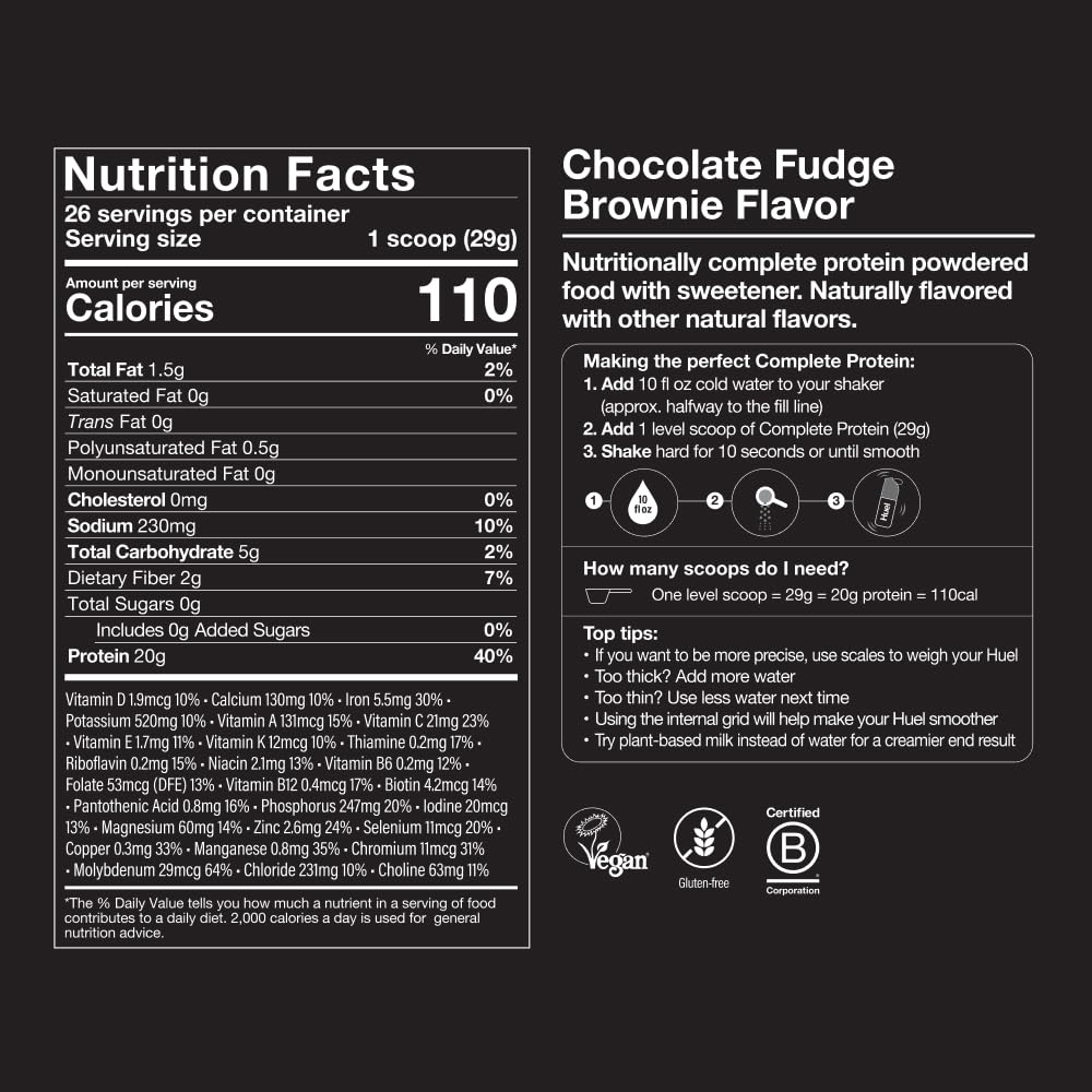 Huel Vegan Protein ingredients hemp faba pea for complete plant based protein