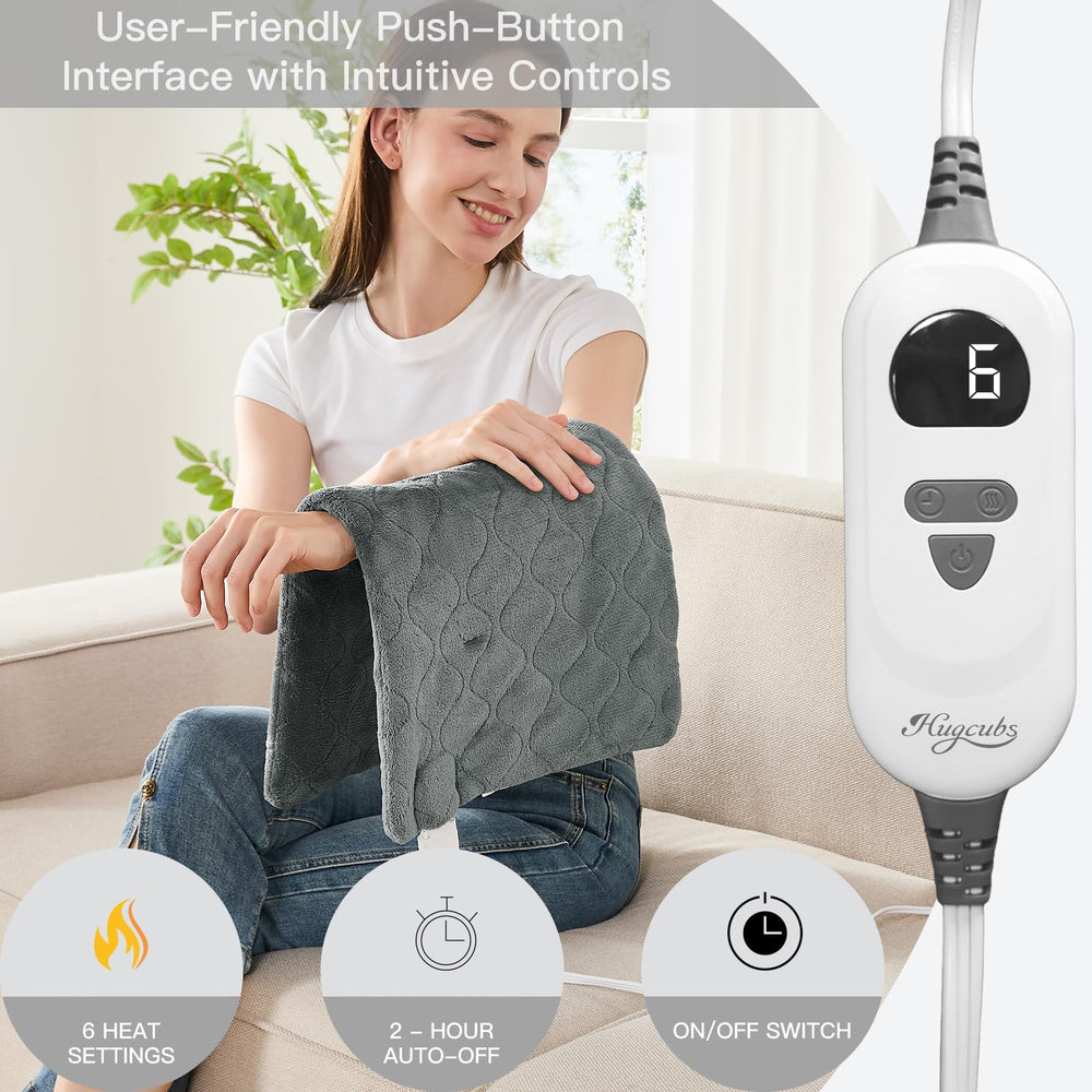 Hugcubs heating pad fast heat delivers quick relief for tense areas