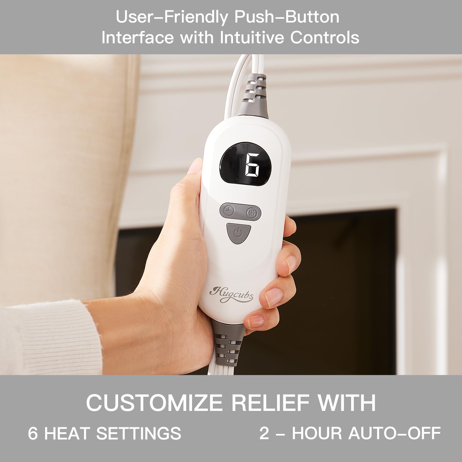 Hugcubs XL weighted heating pad provides full-body back coverage with deep warmth.