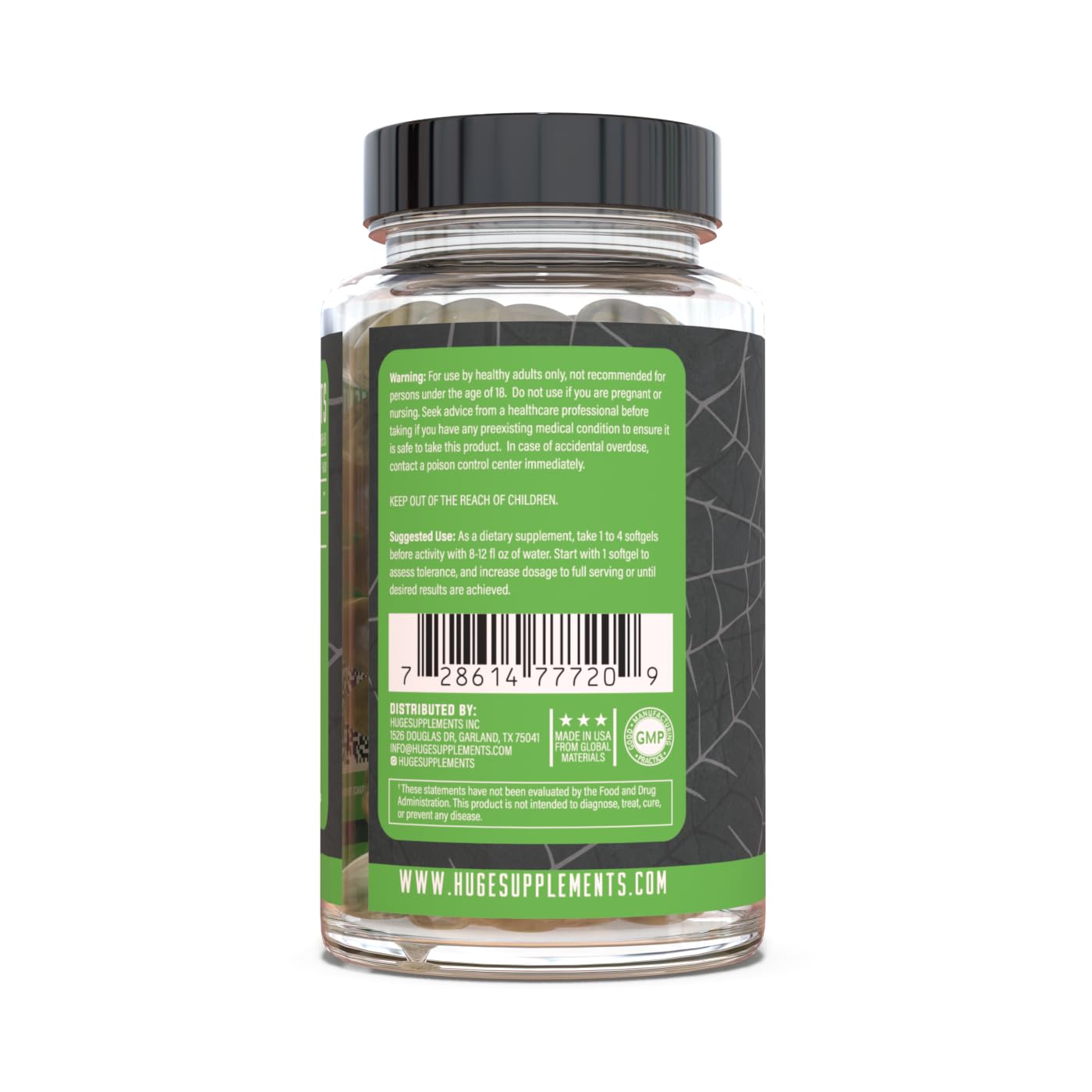 Huge Supplements Arachidone bottle with measurement cup for precise intake.