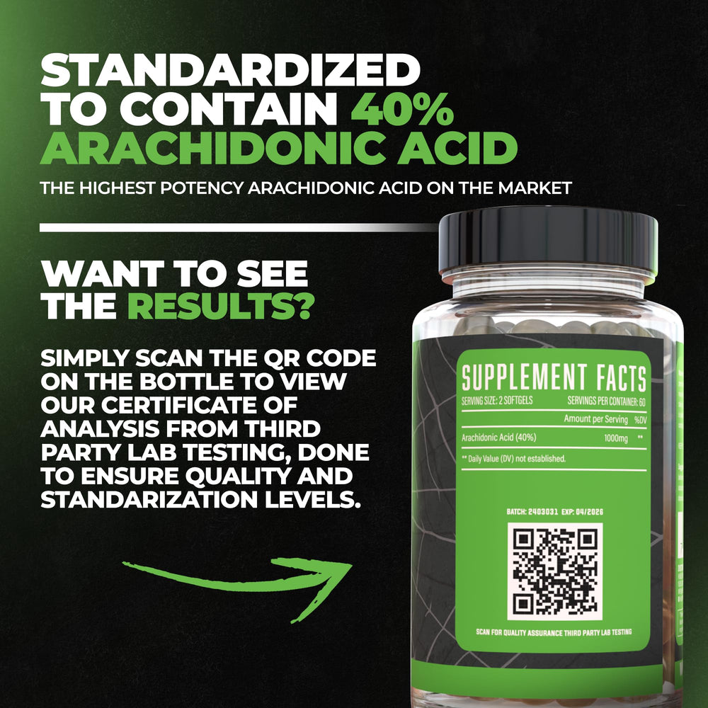 Huge Supplements Arachidone softgels close-up for easy daily use.