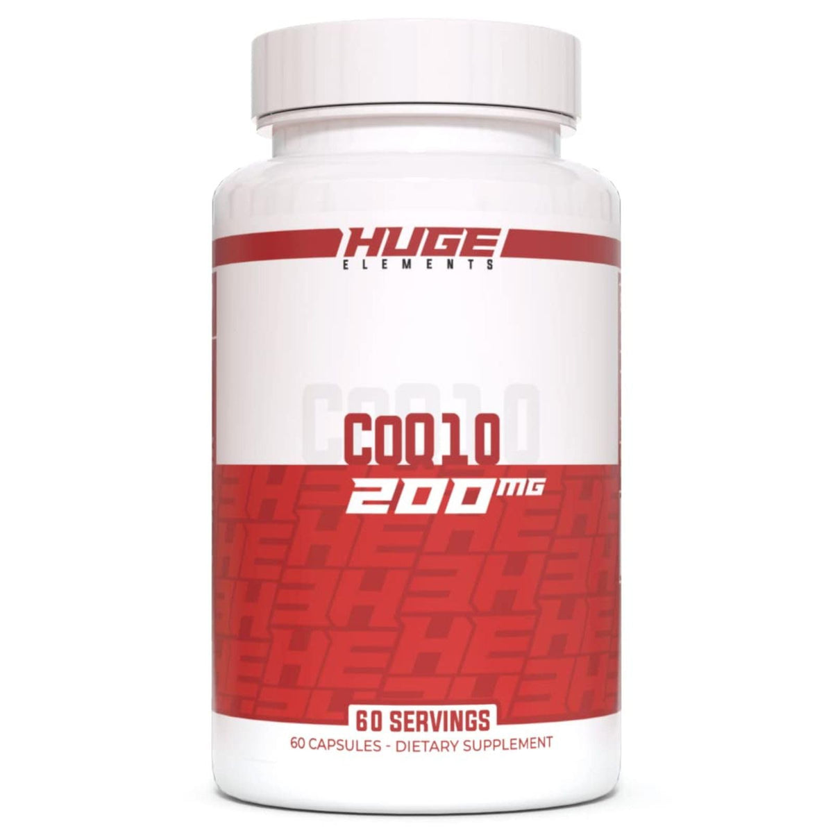 Huge Supplements CoQ10 bottle front view highlighting high potency 200 mg per serving