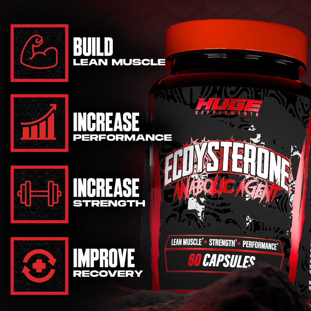 Huge Supplements Ecdysterone capsules being poured for easy daily dosing