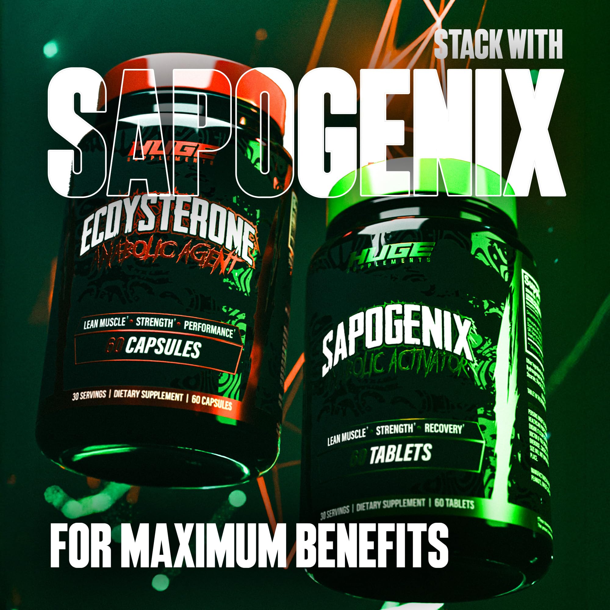 Huge Supplements Ecdysterone lab testing scene emphasizing strict quality checks