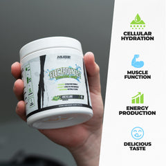 Close-up of Arctic Lime powder with Huge Supplements for active performance.