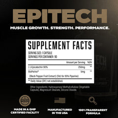 Huge Supplements Epitech Epicatechin label with ingredients and BioPerine for absorption.