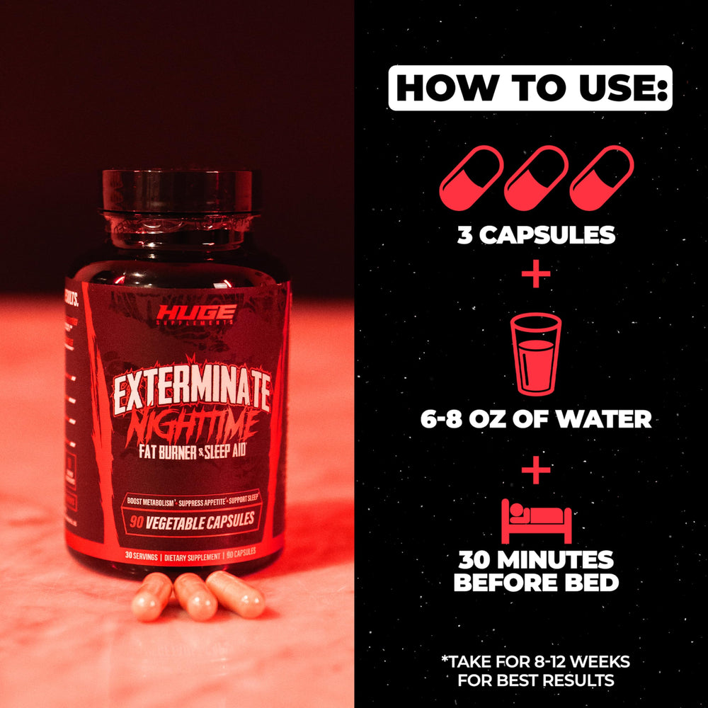 Huge Supplements Exterminate stimulant-free formula ideal for caffeine sensitivity
