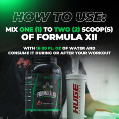 Huge Supplements Formula XII strawberry watermelon flavor enhances taste and hydration during training