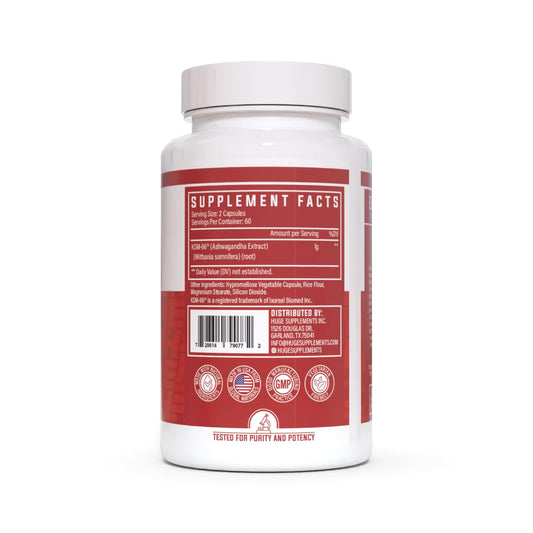 Huge Supplements KSM-66 capsules offer a convenient 1000mg serving for consistency and easy use.