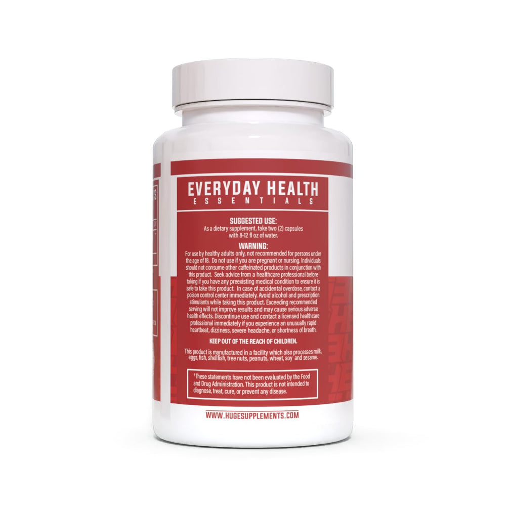 Huge Supplements KSM-66 label closeup confirms standardized withanolides and clean ingredient profile.