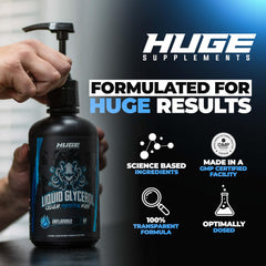 Huge Supplements Liquid Glycerol label emphasizes purity and absence of additives