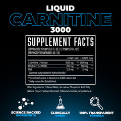 Huge Supplements Liquid L-Carnitine 3000 liquid appearance shows clear, easy-to-dilute formula.