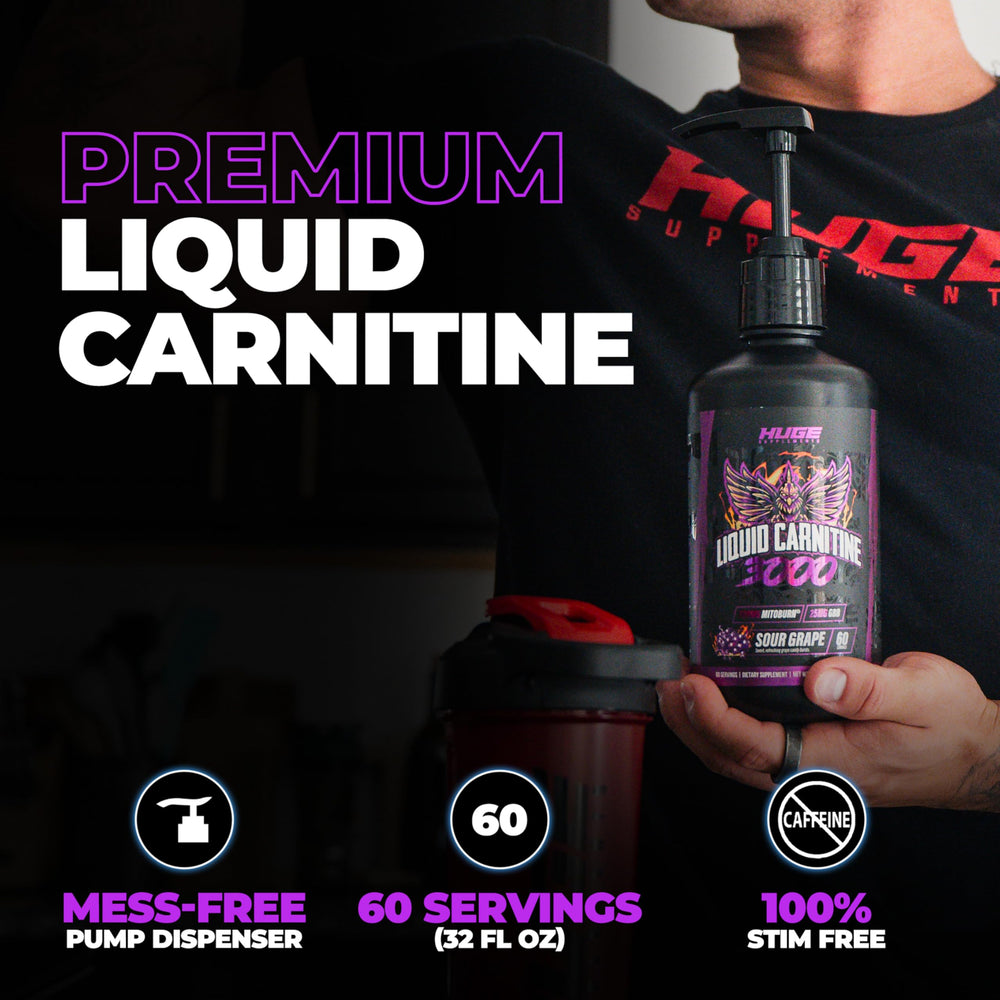 Huge Supplements Liquid L-Carnitine bottle visual with label and bottle