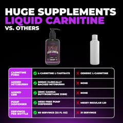 Huge Supplements Liquid L-Carnitine mixer-ready setup in a glass