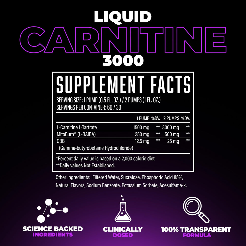 Huge Supplements Liquid L-Carnitine pump-dispense system shown for mess-free use