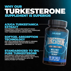 Huge Supplements Turkesterone softgel capsules close-up for fast absorption