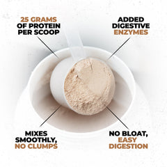 Huge Supplements Whey Protein Chocolate Peanut Butter label closeup shows 25 g protein