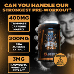 Huge Supplements Wrecked Enraged athlete workout shot conveying intensity