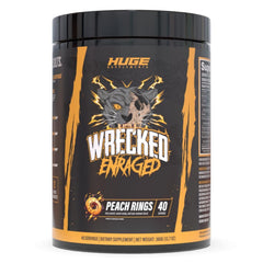 Huge Supplements Wrecked Enraged bottle front for extreme pre-workout energy