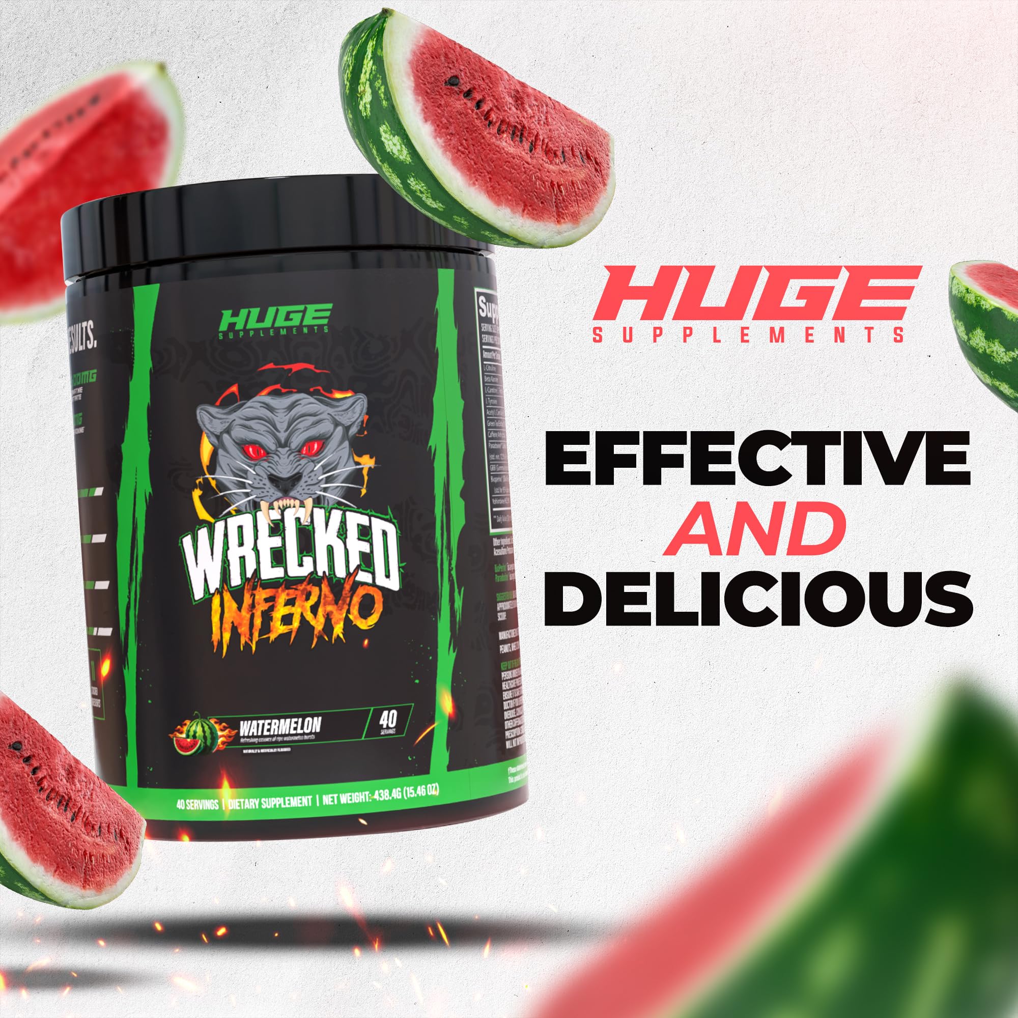 Huge Supplements Wrecked Inferno label transparency highlighting disclosed ingredients.