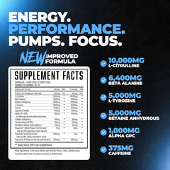 Huge Supplements Wrecked pre-workout bottle side highlighting focus and endurance potential for training