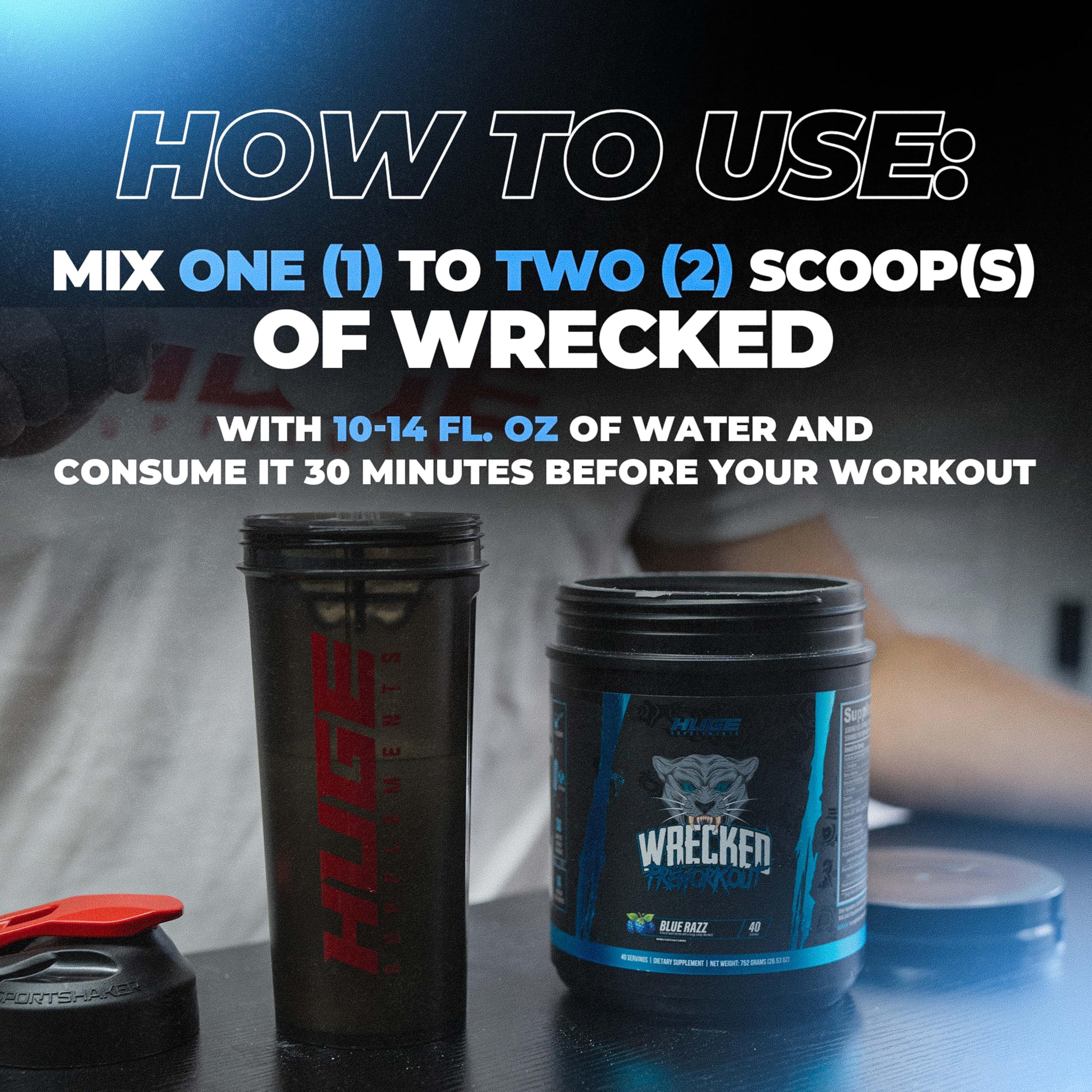 Huge Supplements Wrecked pre-workout mixed drink reflecting a flavorful pre-workout ritual