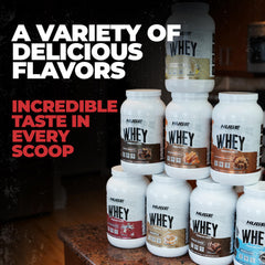 Huge Whey flavors variety provides tasty post-workout options.
