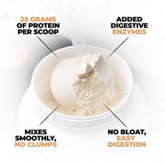 Huge Whey powder scoops invite easy daily protein for muscle support.