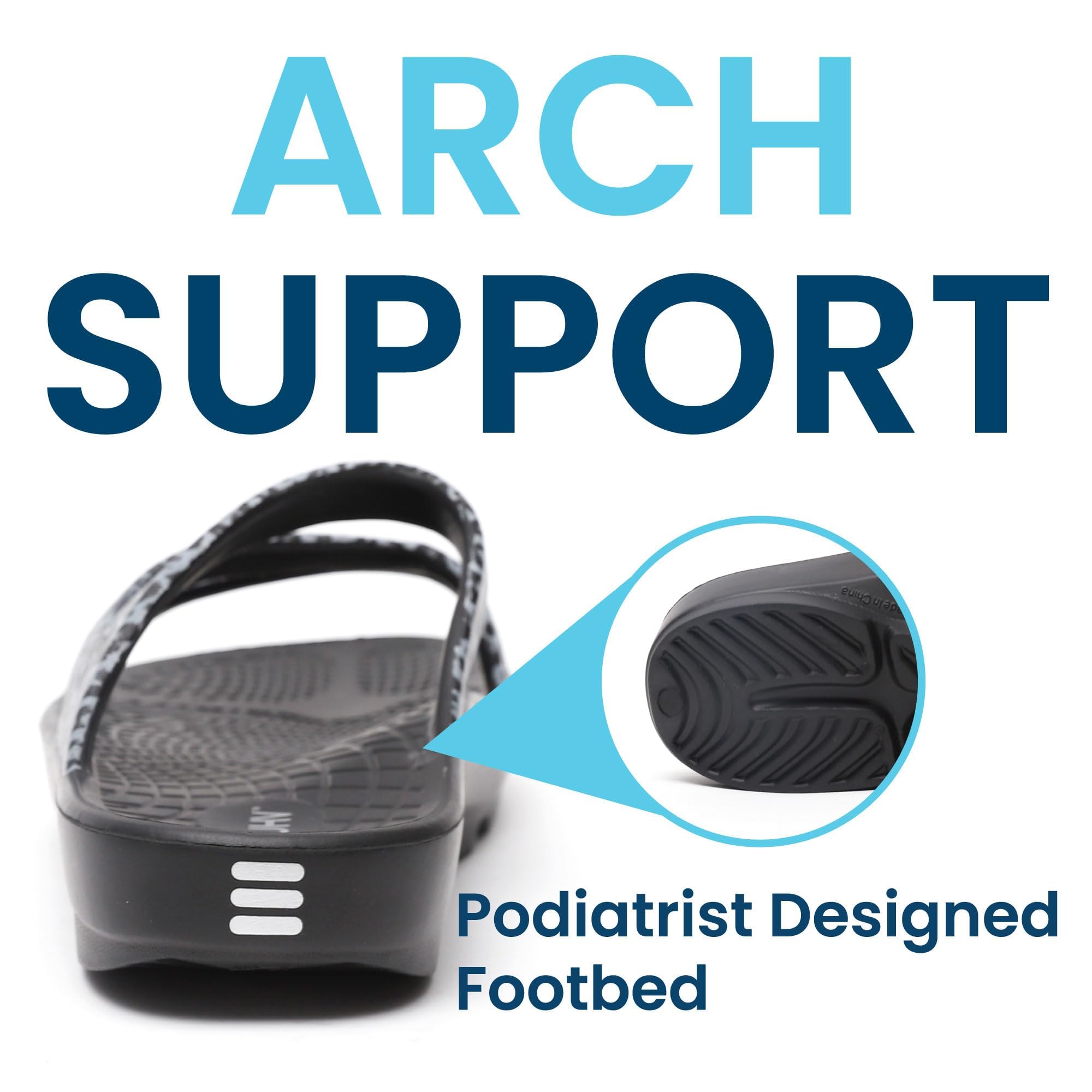 HUHV Recovery arch-support aligns feet for better posture.