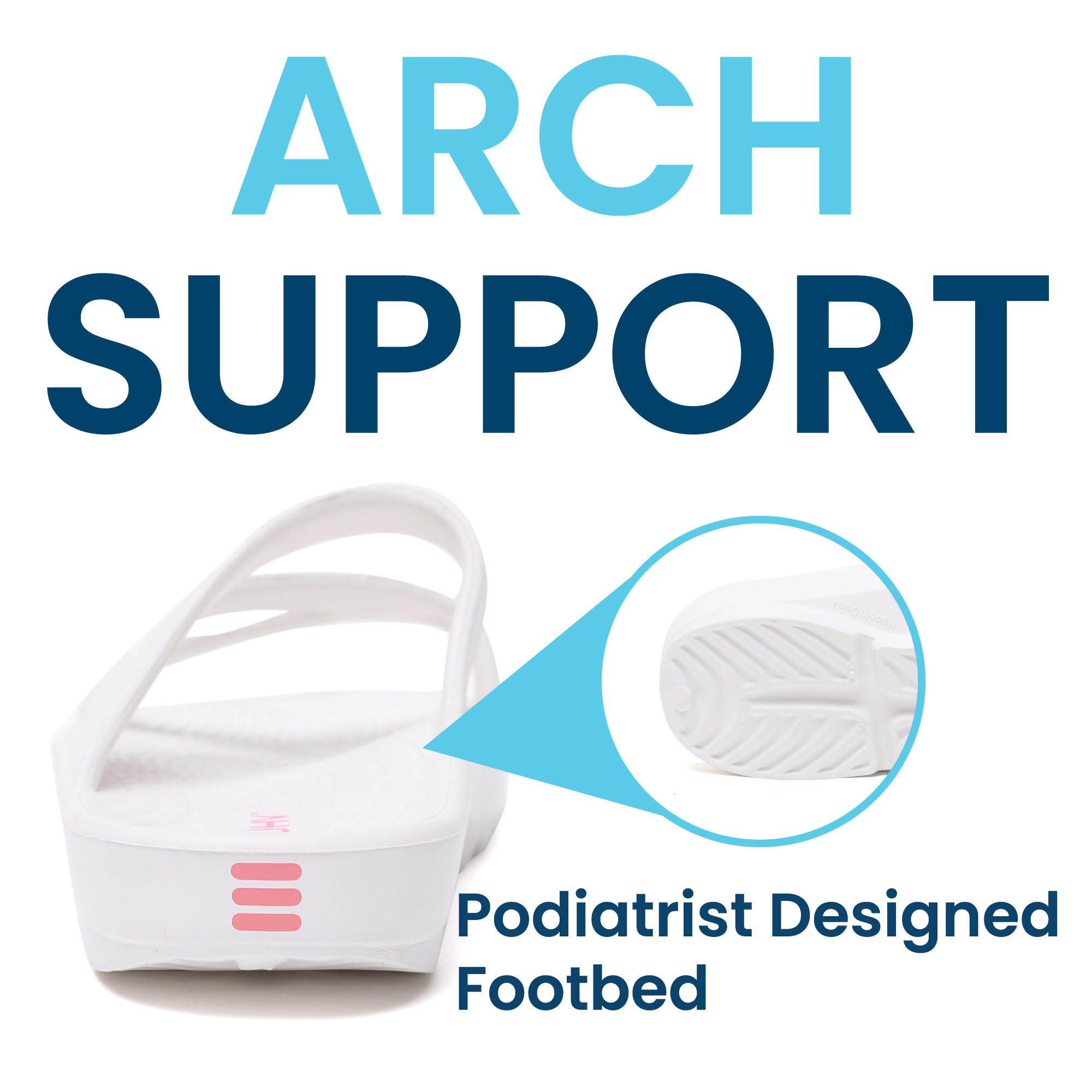 HUHV Z Strap white footbed detail highlights HEALIUM foam cushioning.